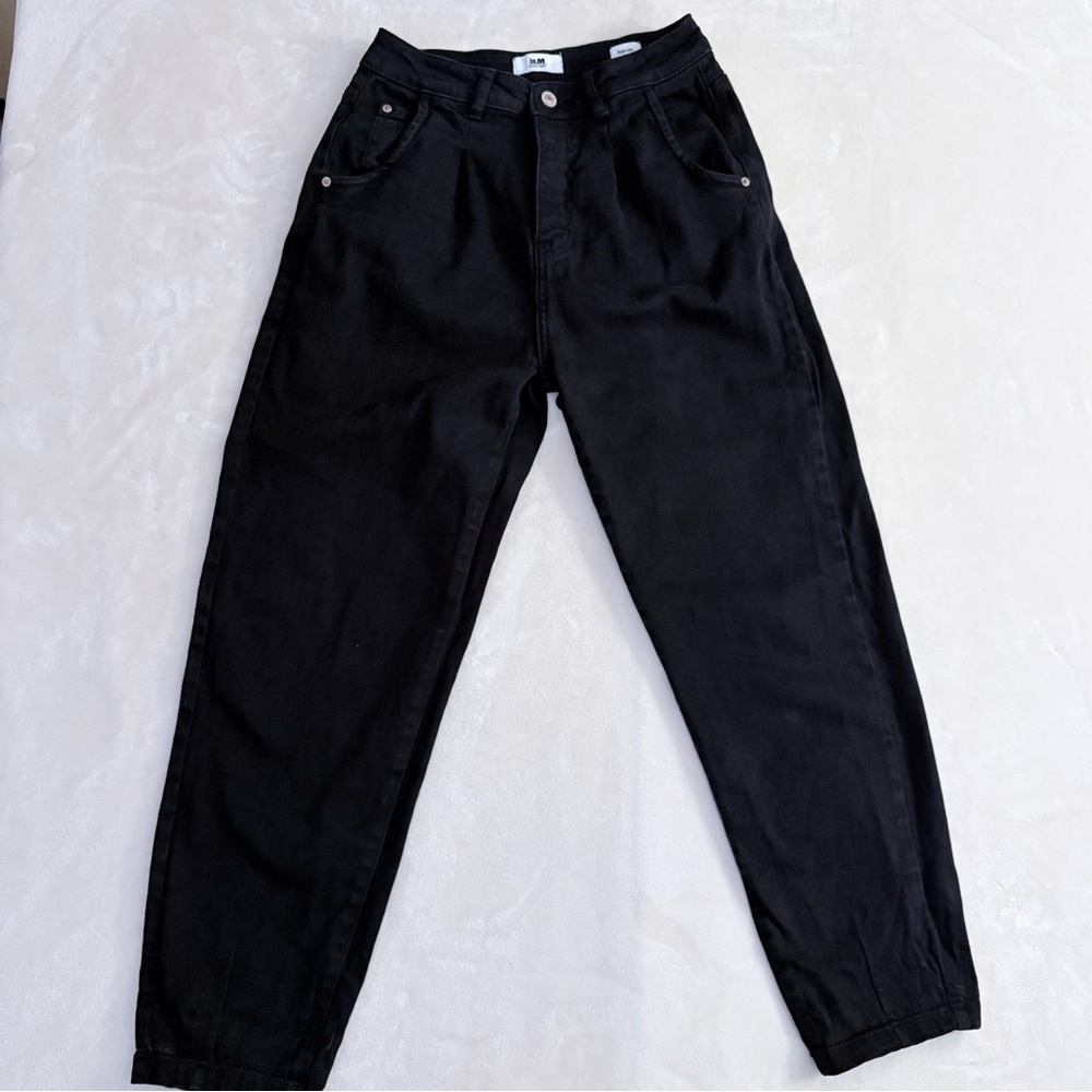 VTG Y2K I&M Women's High Rise Black Jeans Slouchy Pleated Relax Fit Grunge SZ 26